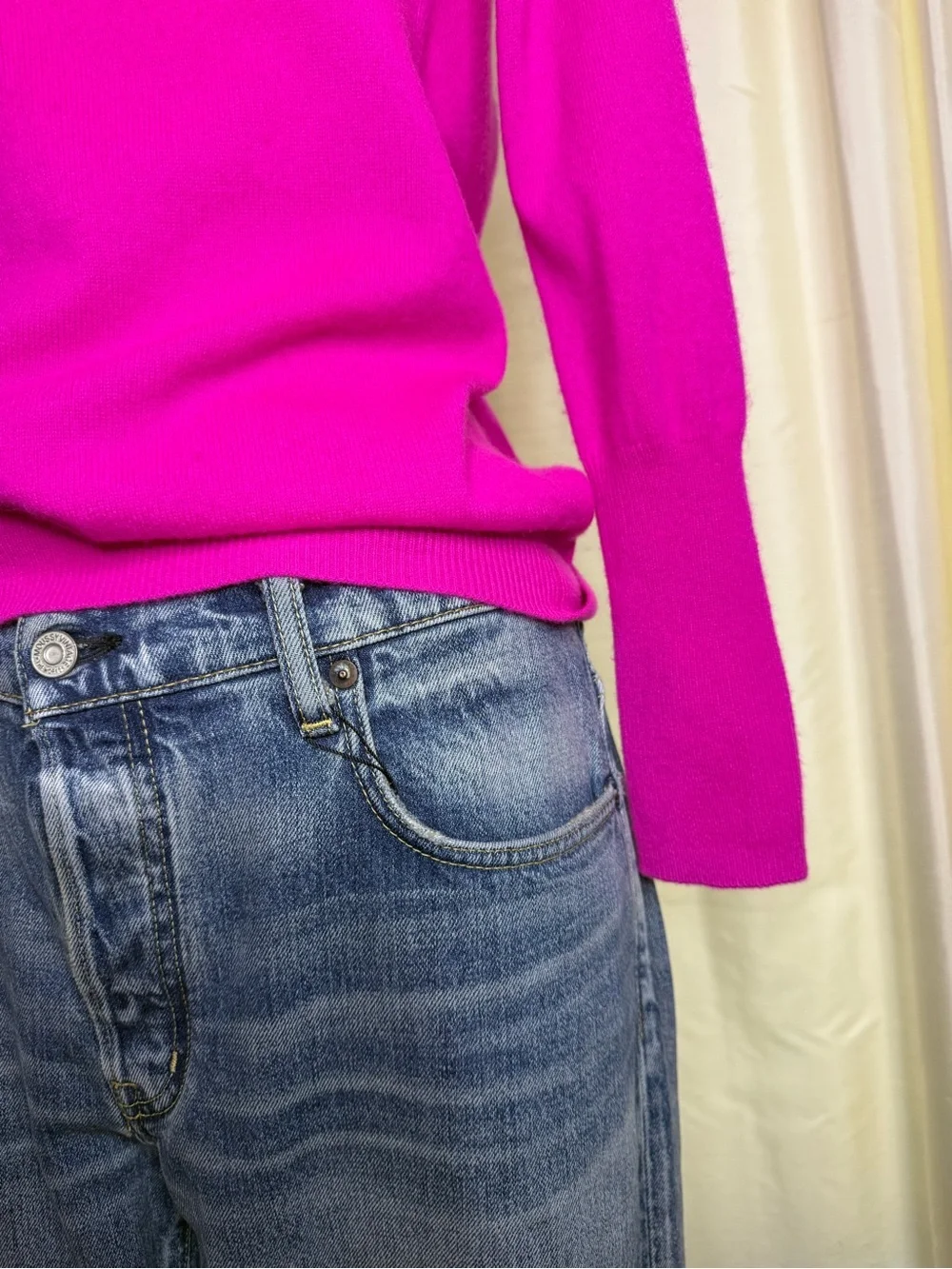J Crew Italian Cashmere Lightweight Fuchsia Sweater- S/M